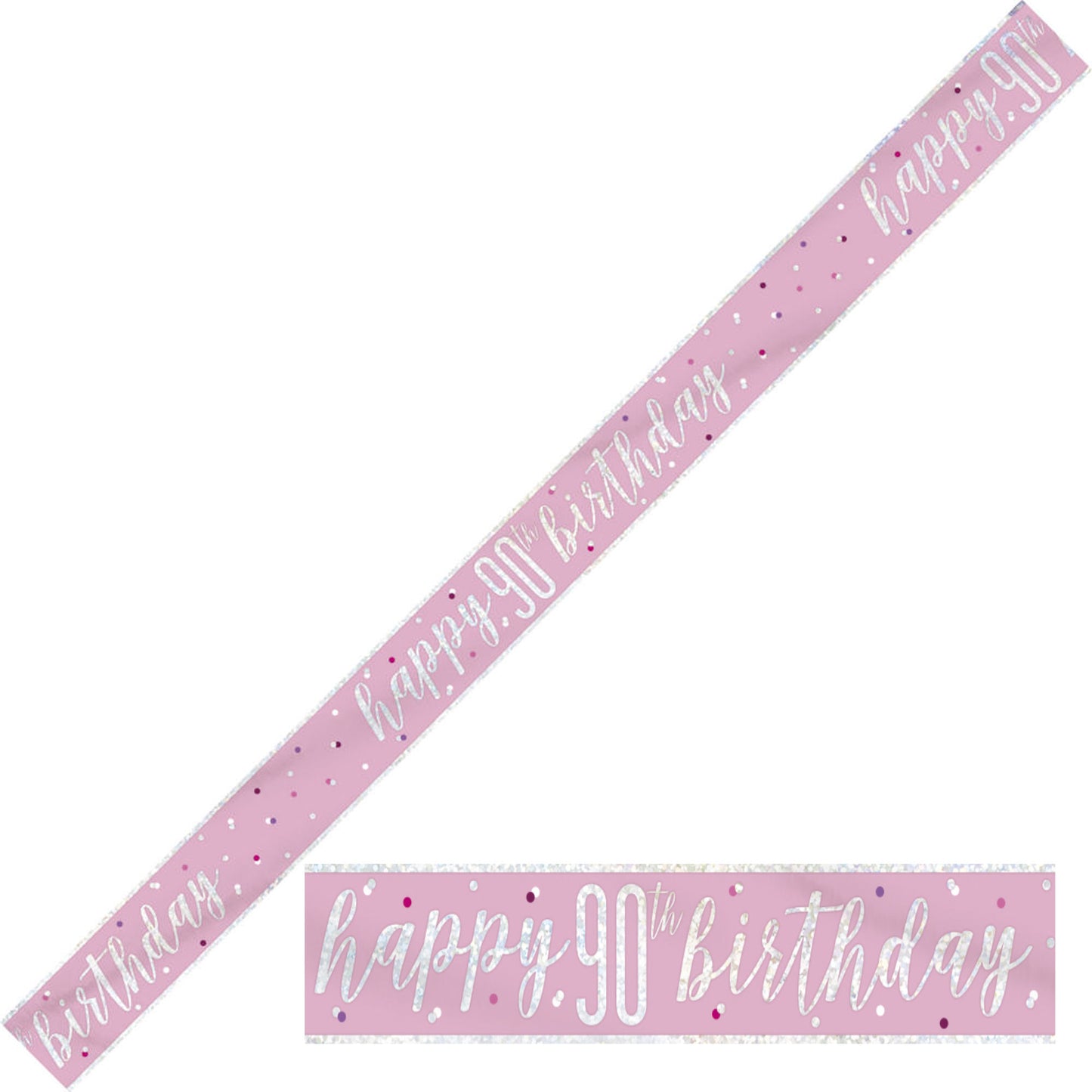 Bling Birthday Banner For A 90th Birthday In Pink & Silver