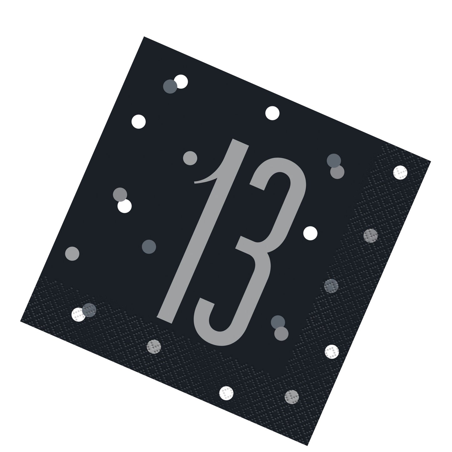 Black & Silver Bling RECYCLABLE 13th Birthday Napkins