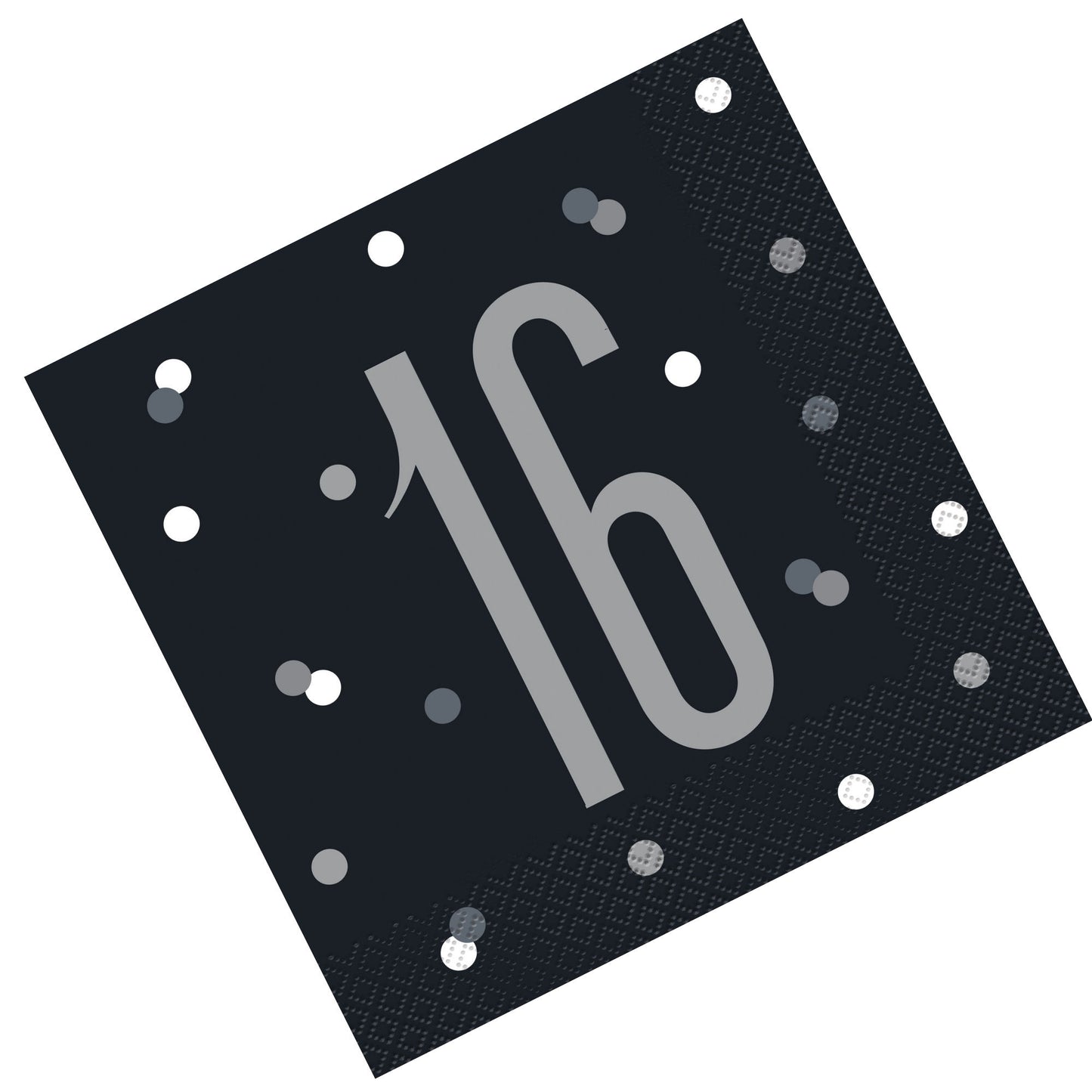 Black & Silver Bling RECYCLABLE 16th Birthday Napkins