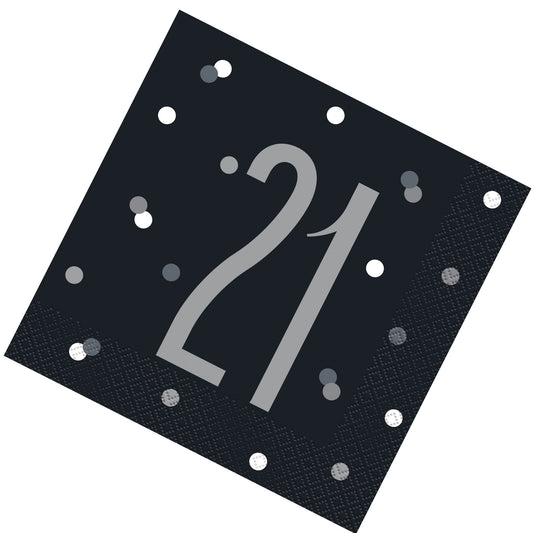 Black & Silver Bling RECYCLABLE 21st Birthday Napkins