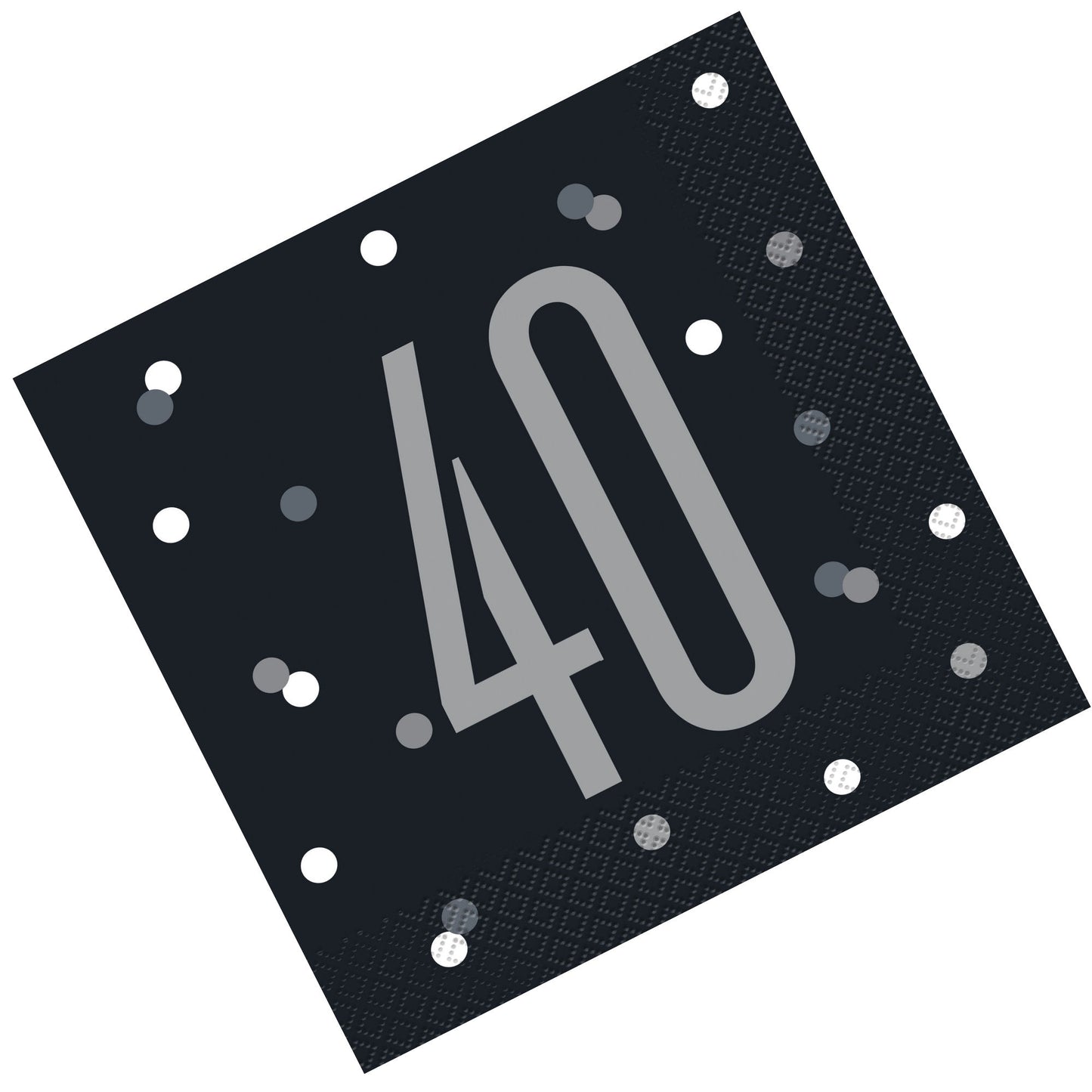 Black & Silver Bling RECYCLABLE 40th Birthday Napkins