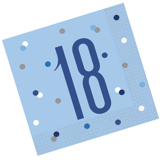 Blue & Silver Bling RECYCLABLE 18th Birthday Napkins