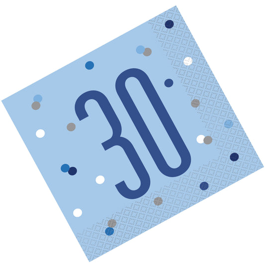 Blue & Silver Bling RECYCLABLE 30th Birthday Napkins