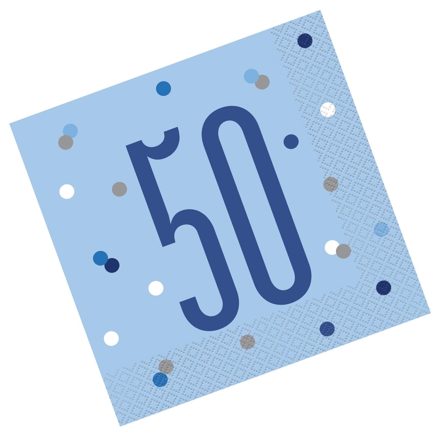 Blue & Silver Bling RECYCLABLE 50th Birthday Napkins