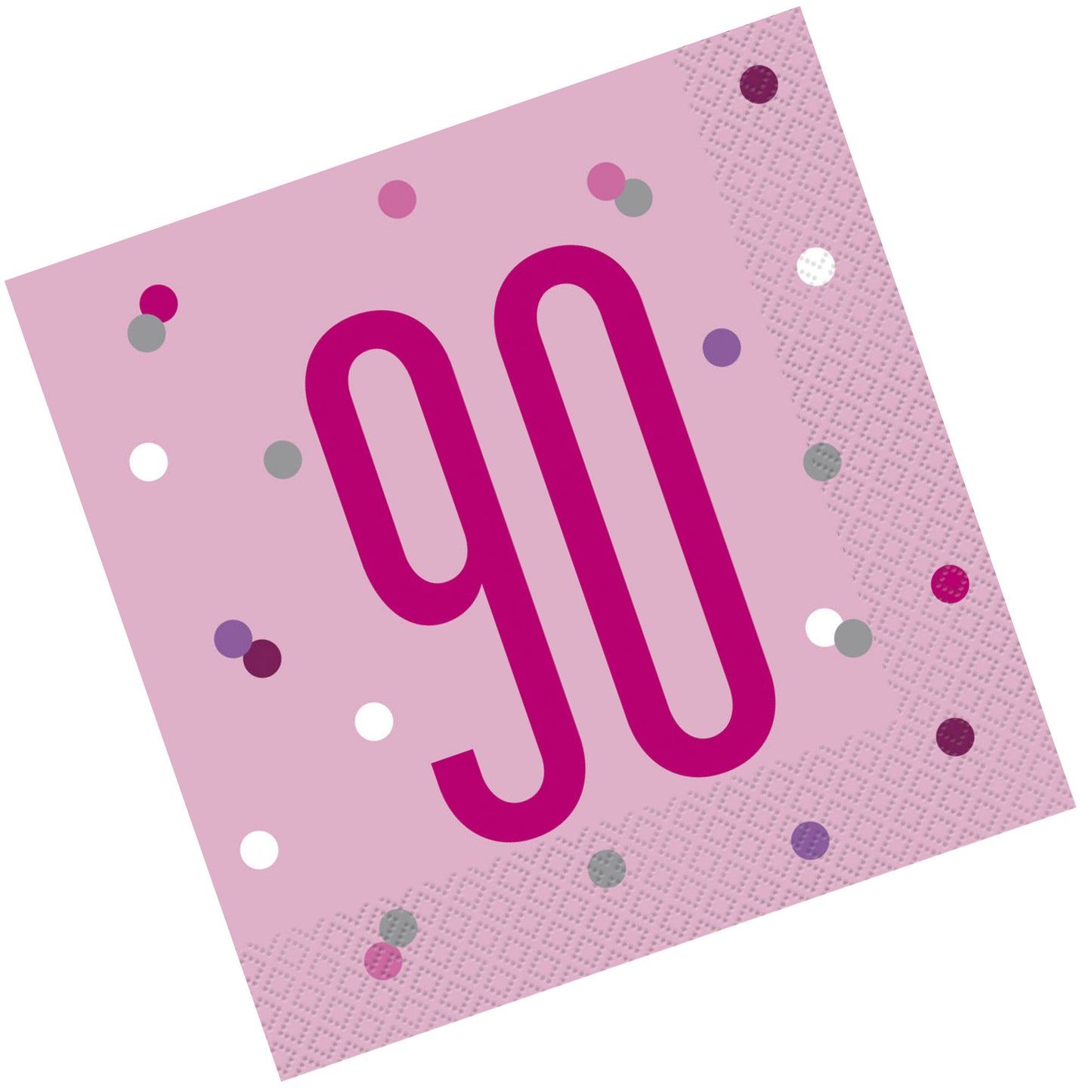 Pink & Silver Bling RECYCLABLE 90th Birthday Napkins