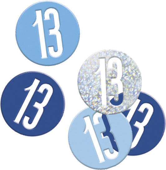 Blue Bling 13th Birthday Confetti - Disc Shaped Confetti For Tables, Etc.