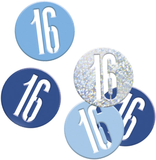Blue Bling 16th Birthday Confetti - Disc Shaped Confetti For Tables, Etc.