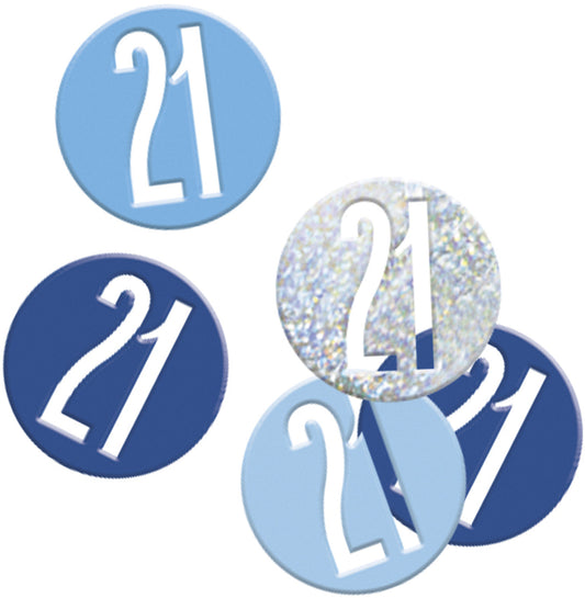 Blue Bling 21st Birthday Confetti - Disc Shaped Confetti For Tables, Etc.