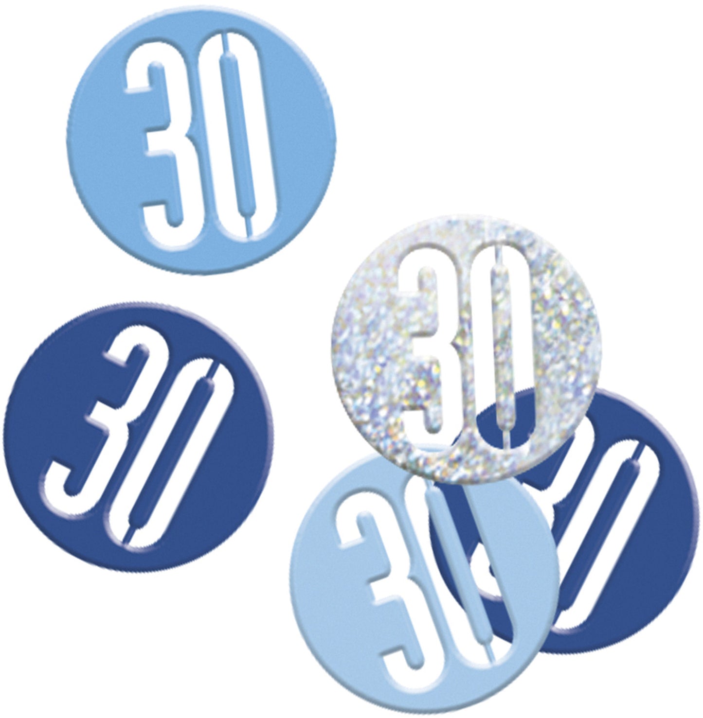 Blue Bling 30th Birthday Confetti - Disc Shaped Confetti For Tables, Etc.