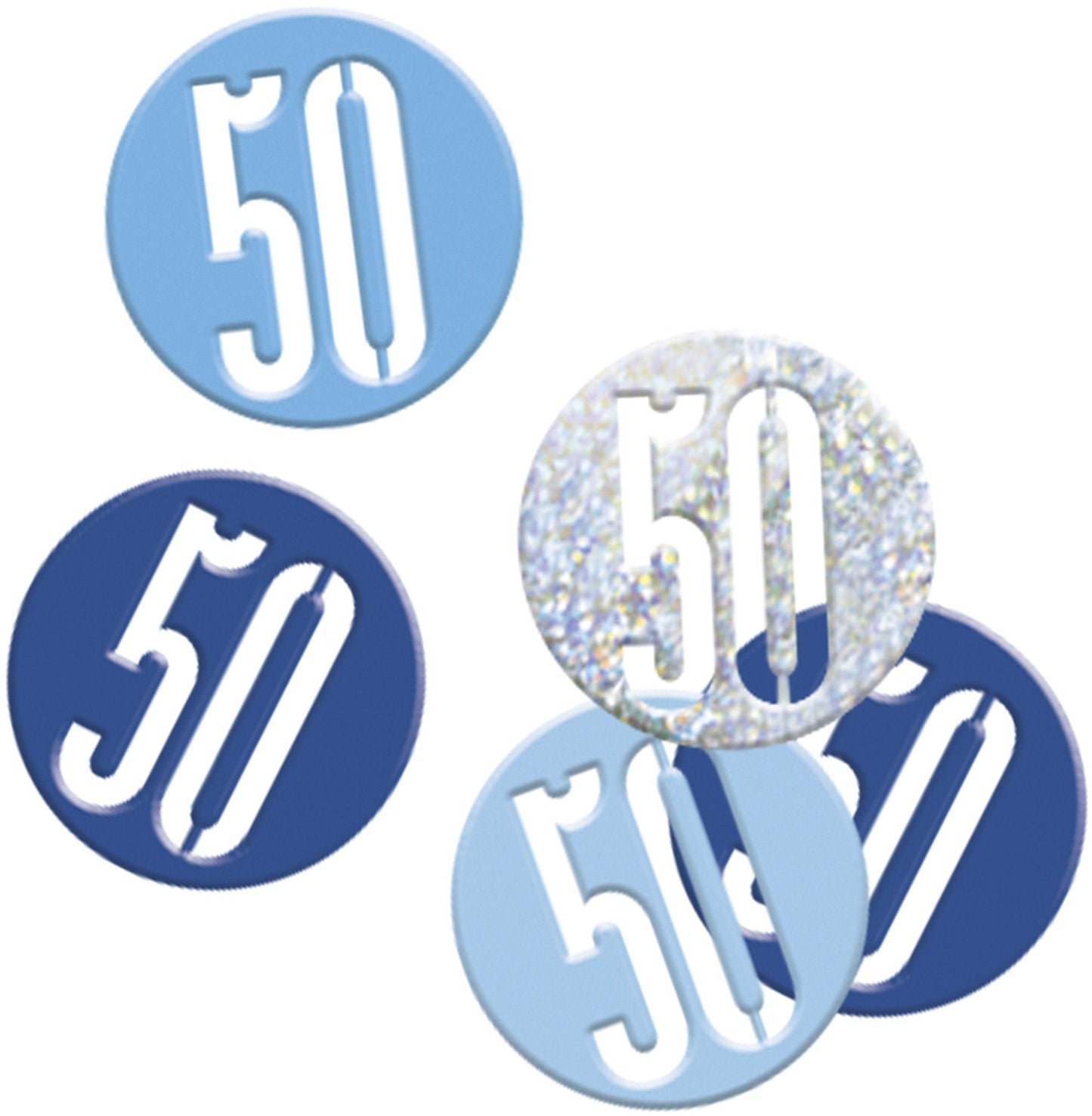 Blue Bling 50th Birthday Confetti - Disc Shaped Confetti For Tables, Etc.