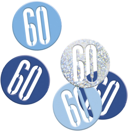 Blue Bling 60th Birthday Confetti - Disc Shaped Confetti For Tables, Etc.