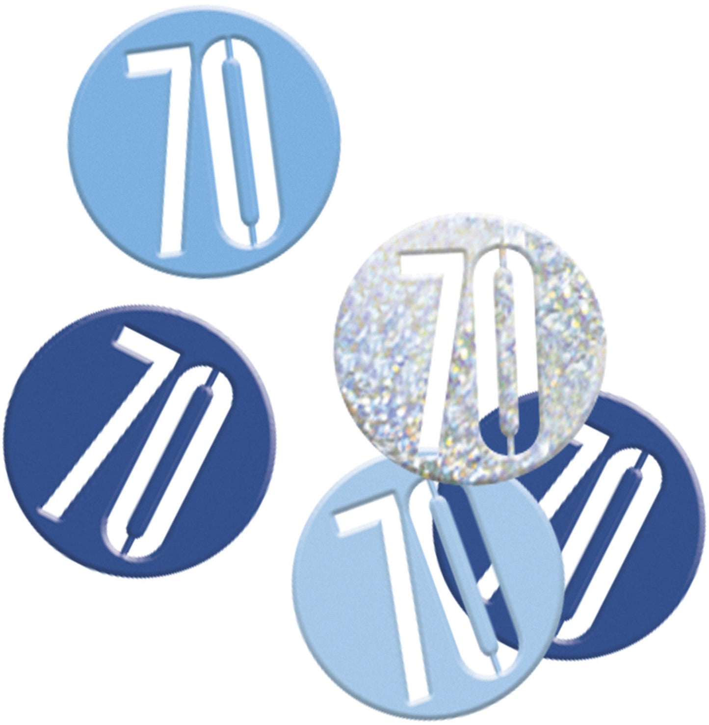 Blue Bling 70th Birthday Confetti - Disc Shaped Confetti For Tables, Etc.