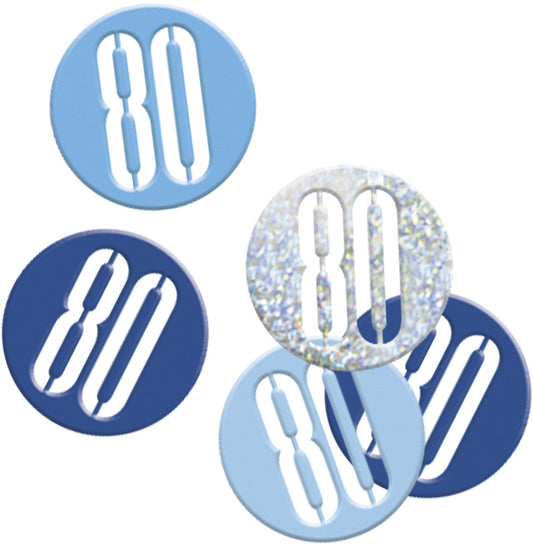 Blue Bling 80th Birthday Confetti - Disc Shaped Confetti For Tables, Etc.