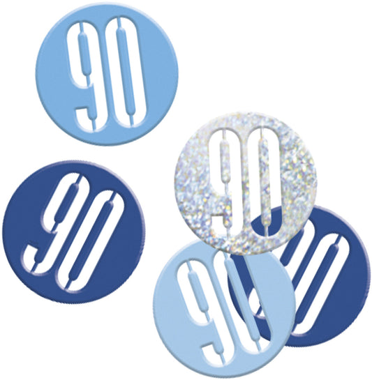 Blue Bling 90th Birthday Confetti - Disc Shaped Confetti For Tables, Etc.