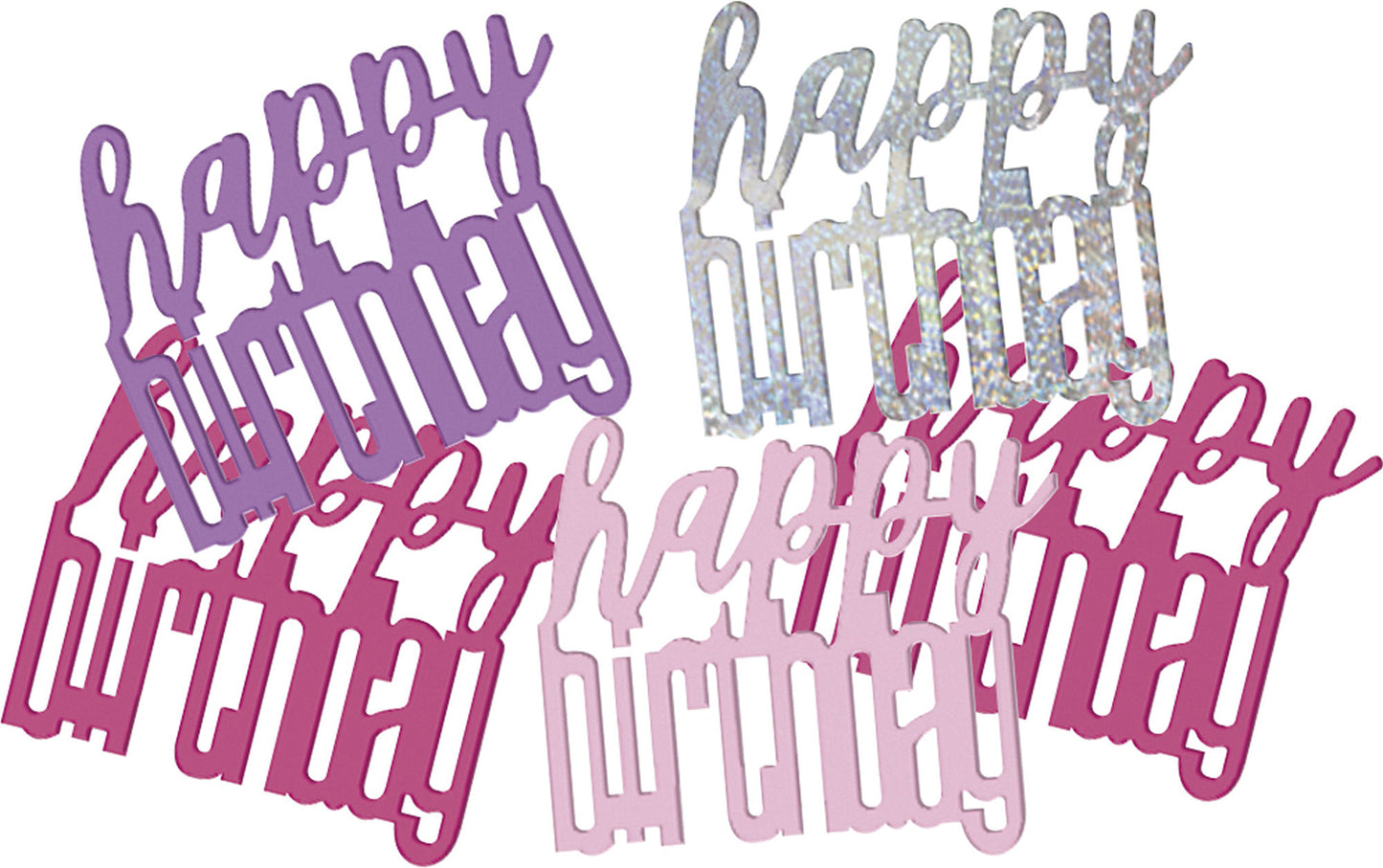 Pink & Silver Bling HAPPY BIRTHDAY Confetti - Disc Shaped Confetti For Tables, Etc.