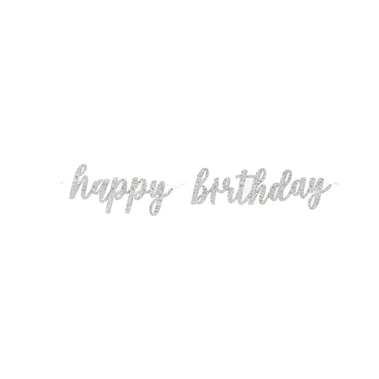 A Very Bling Glitz HAPPY BIRTHDAY Script Banner In Sparkling Silver