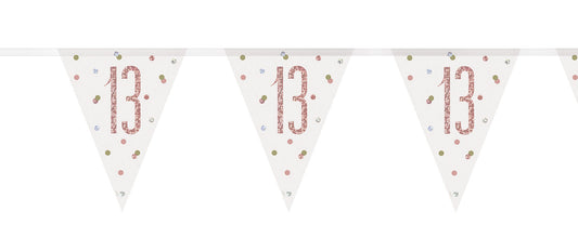 Bling Birthday Flag Bunting For A 13th Birthday In Rose Gold