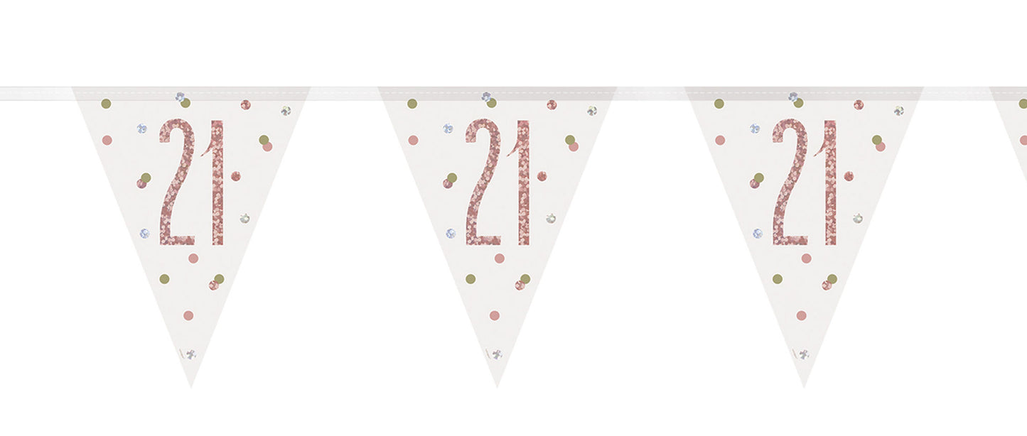 Bling Birthday Flag Bunting For A 21st Birthday In Rose Gold