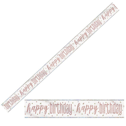 Bling Birthday Banner For A Happy Birthday In Rose Gold & White