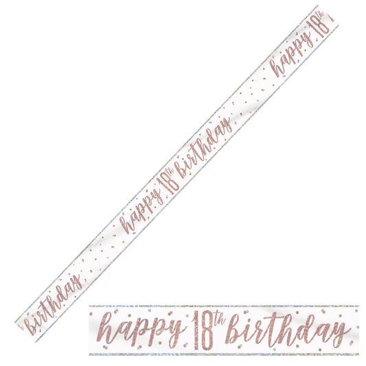 Bling Birthday Banner For An 18th Birthday In Rose Gold