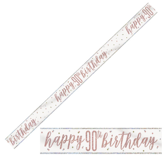 Bling Birthday Banner For A 90th Birthday In Rose Gold