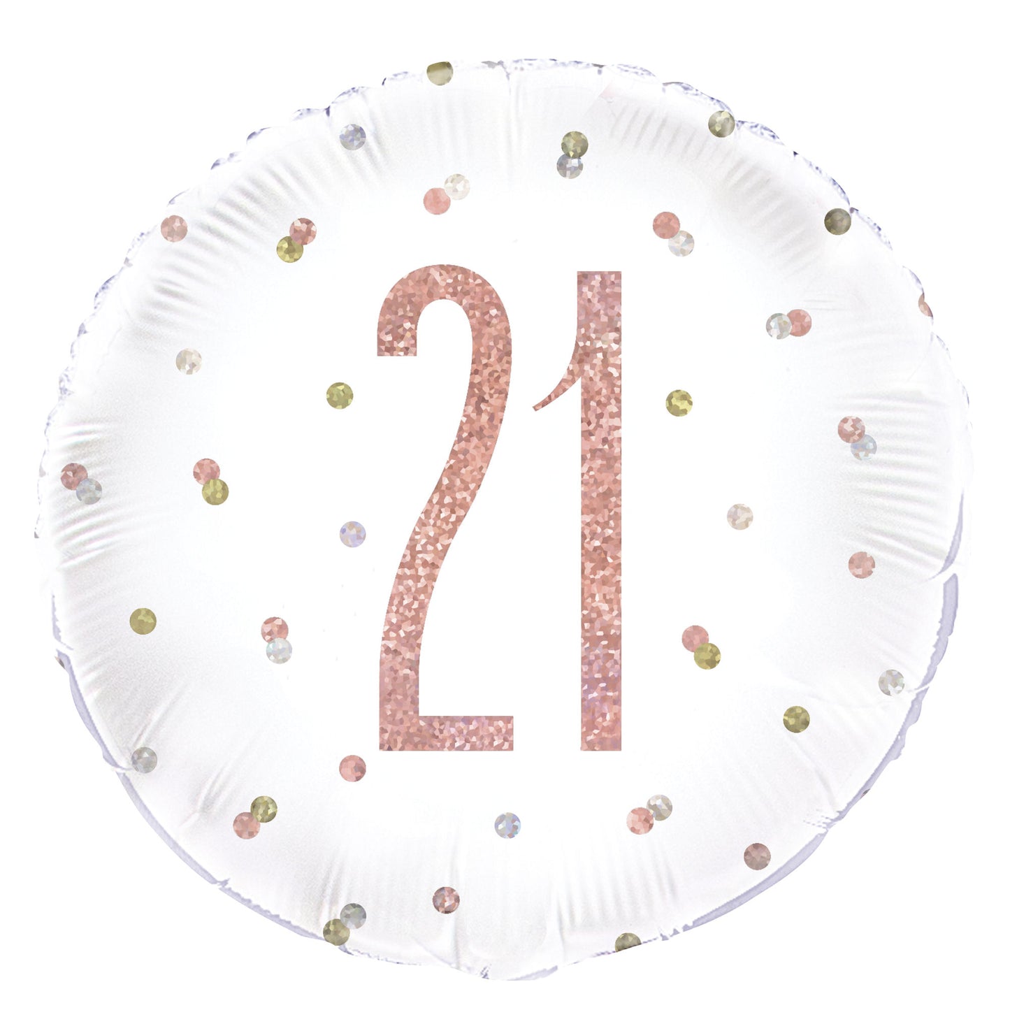 A Rose Gold Sparkle 18" Round Foil Balloon For A 21st Birthday