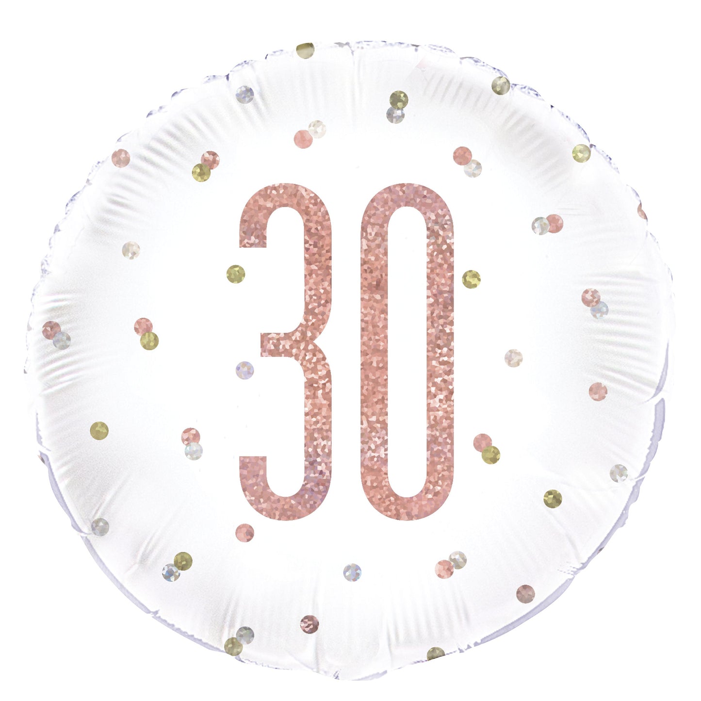 A Rose Gold Sparkle 18" Round Foil Balloon For A 30th Birthday