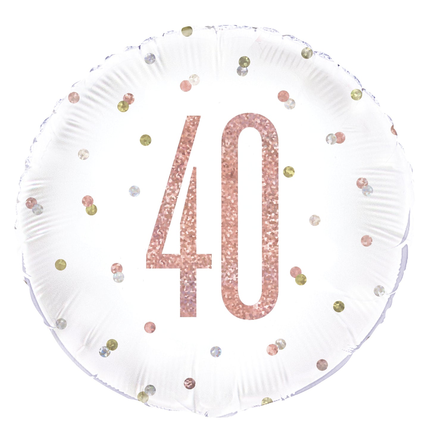 A Rose Gold Sparkle 18" Round Foil Balloon For A 40th Birthday