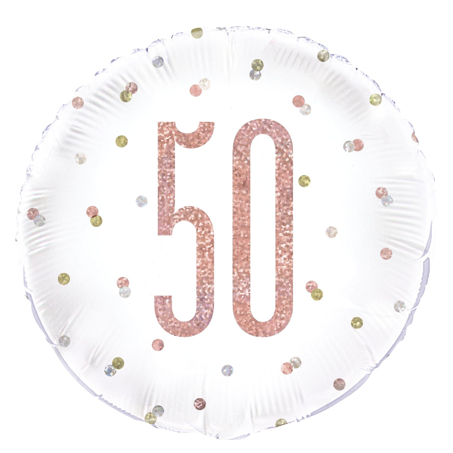 A Rose Gold Sparkle 18" Round Foil Balloon For A 50th Birthday