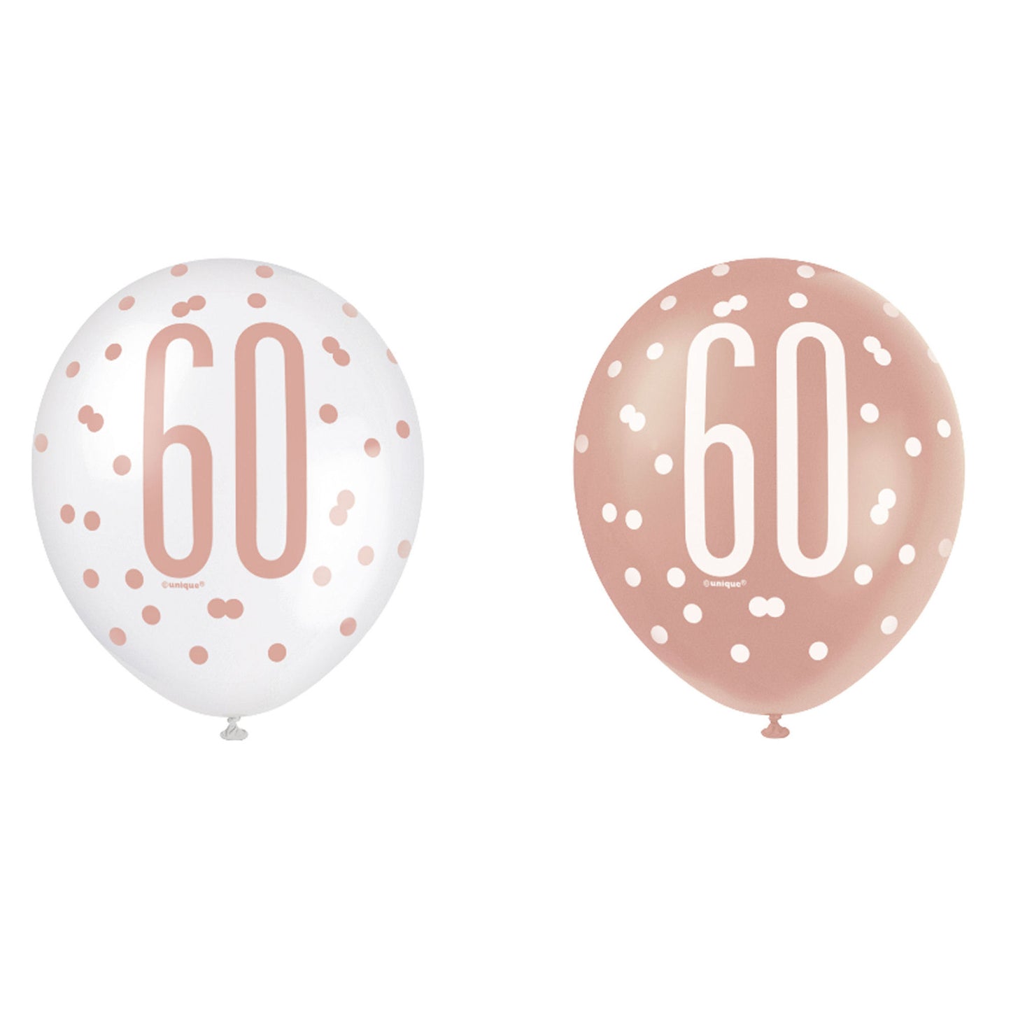 RECYCLABLE Rose Gold 60th Birthday Latex Balloons.