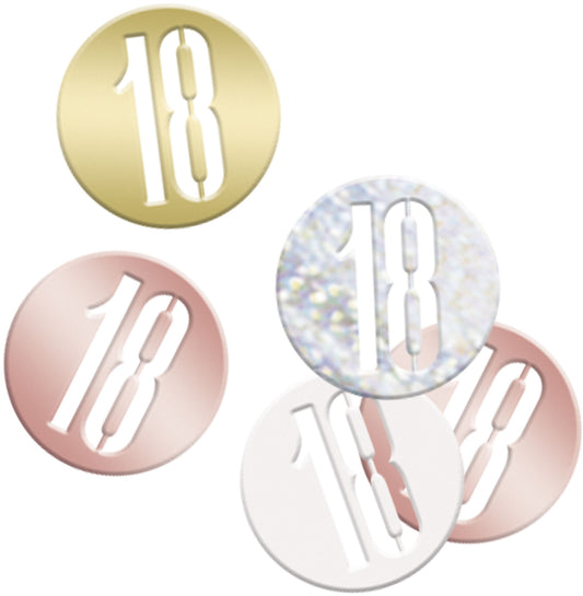 Rose Gold Bling 18th Birthday Disc Shaped Confetti For Tables, Etc.