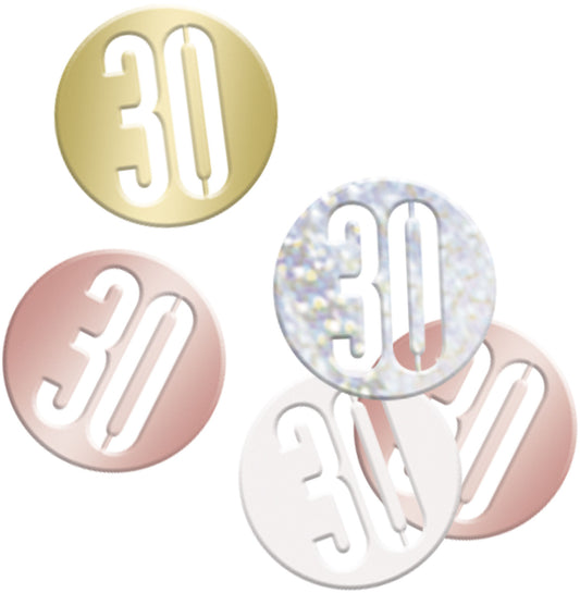 Rose Gold Bling 30th Birthday Disc Shaped Confetti For Tables, Etc.