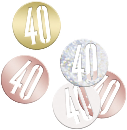 Rose Gold Bling 40th Birthday Disc Shaped Confetti For Tables, Etc.