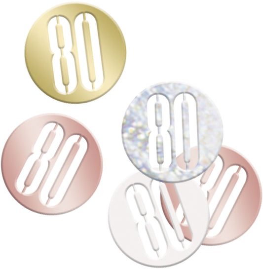 Rose Gold Bling 80th Birthday Disc Shaped Confetti For Tables, Etc.