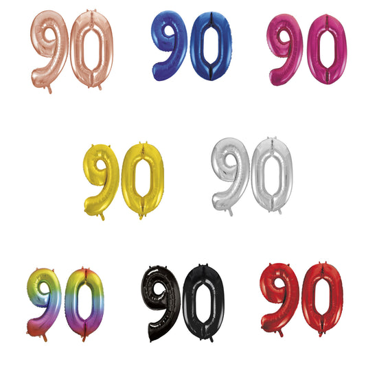 90th Birthday 34" Foil Balloon Kit In A Choice Of 8 Colours