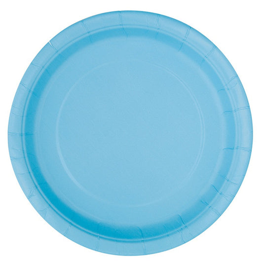 Sustainably Sourced 7" or 9" Recyclable BABY BLUE Paper Party Plates