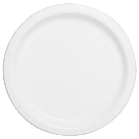 Sustainably Sourced 7" or 9" Recyclable WHITE Paper Party Plates
